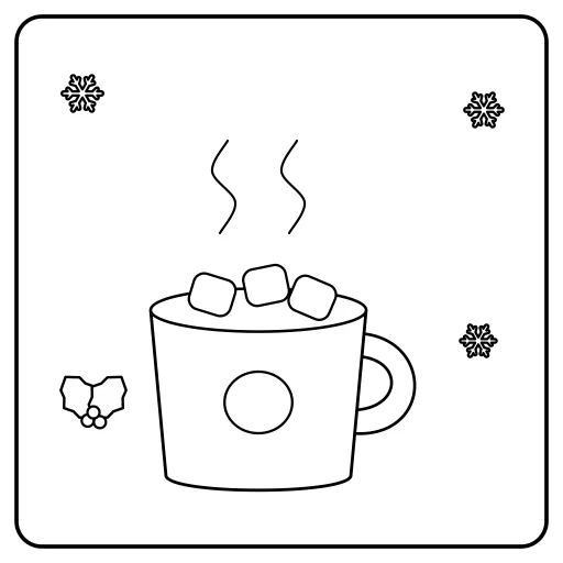Hot Cocoa: a cute, easy coloring page with big shapes and bold lines.