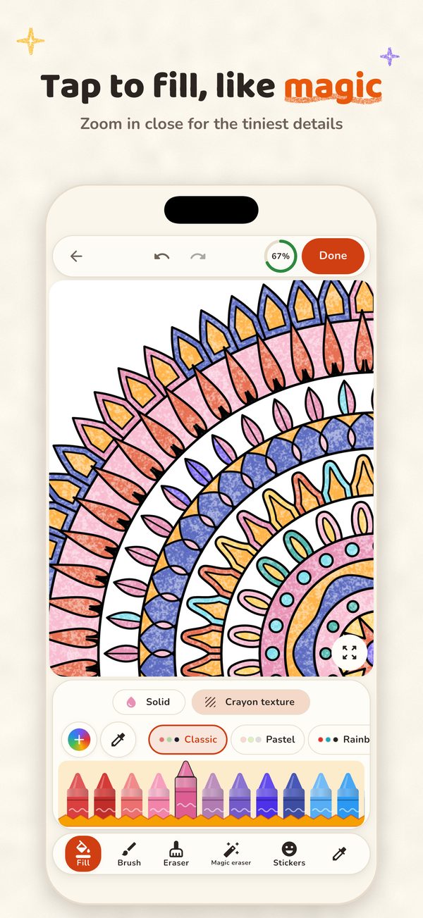 Tap to fill on iPhone: one tap colors a whole area