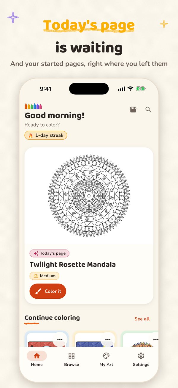 The page of the day on iPhone