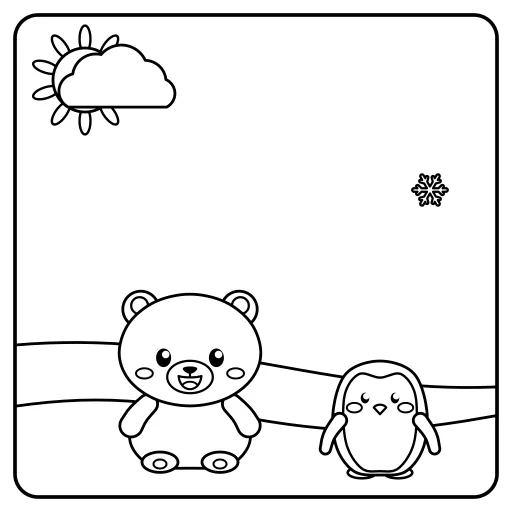 Arctic Friends: a cute, easy coloring page with big shapes and bold lines.