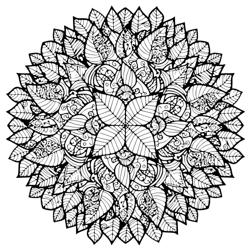 Fresh Leaves & Vines coloring page. A fresh leaves & vines botanical design with lots of fine detail to fill at your own pace.
