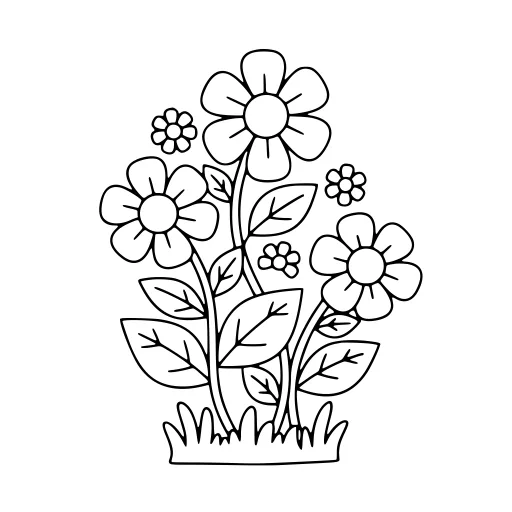 Calm Flower View coloring page. A calm flower view with big, simple shapes that are easy to fill.