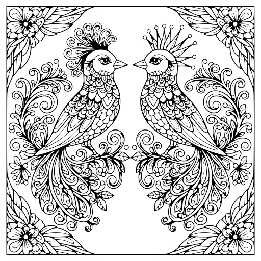 Striking Bird Portrait coloring page. A striking bird portrait with a friendly mix of large and small areas.