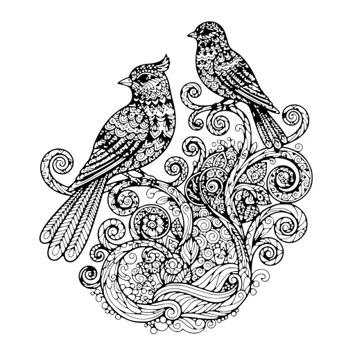 Proud Bird Portrait coloring page. A proud bird portrait with lots of fine detail to fill at your own pace.