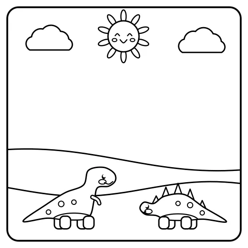 Dinosaur Friends: a cute, easy coloring page with big shapes and bold lines.