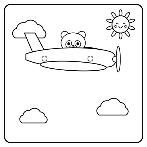 Panda Pilot: a cute, easy coloring page with big shapes and bold lines.